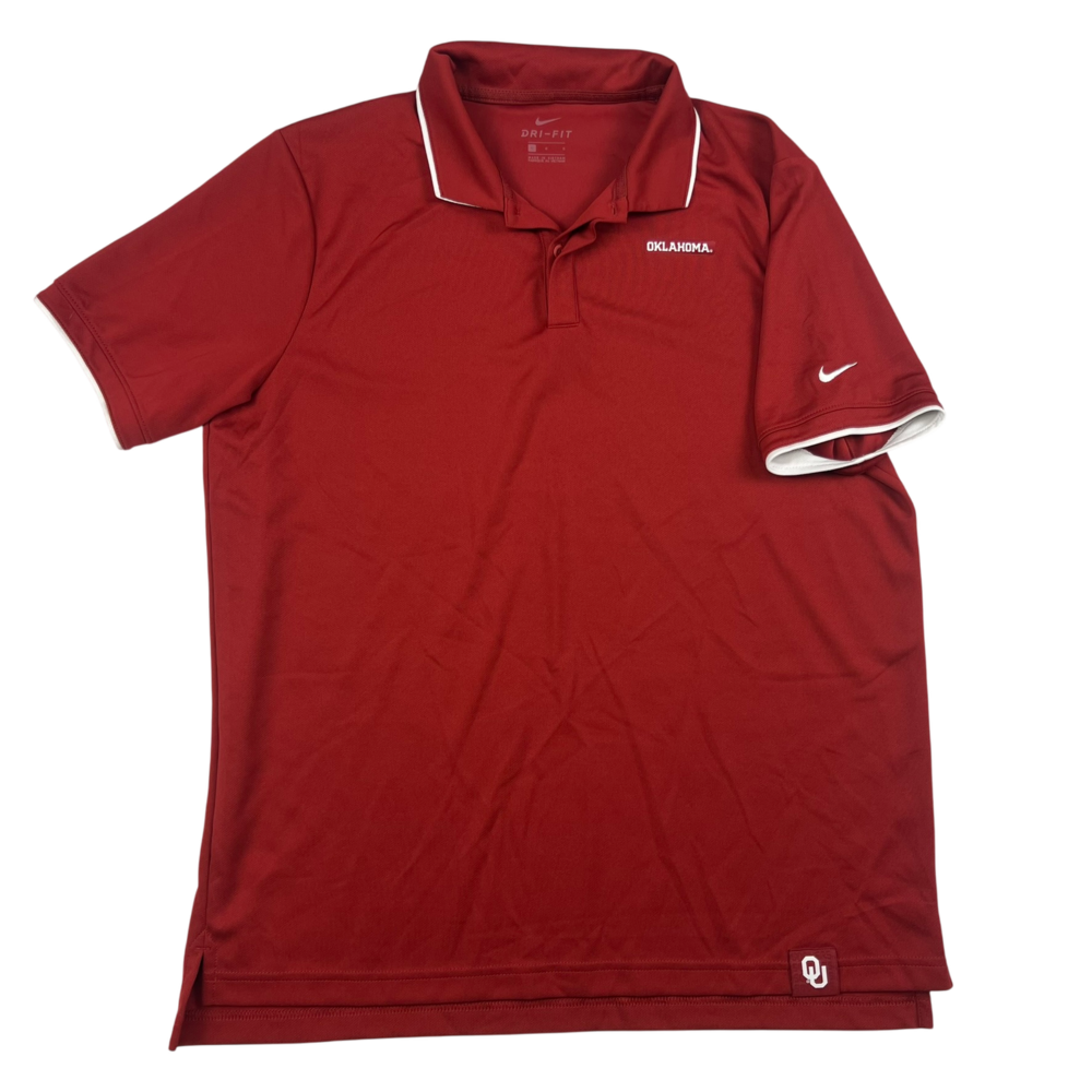 Oklahoma Sooners Nike Dri-FIT Polo Shirt Mens Large Red Performance Logo